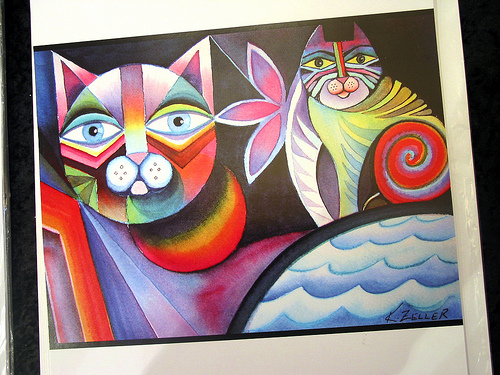 Acrylic Cat Painting by Karin Zeller