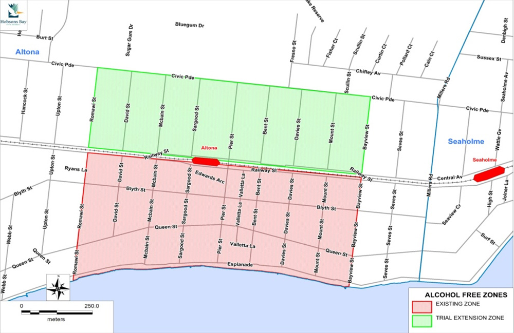 Alcohol free zone around Pier Street, Altona